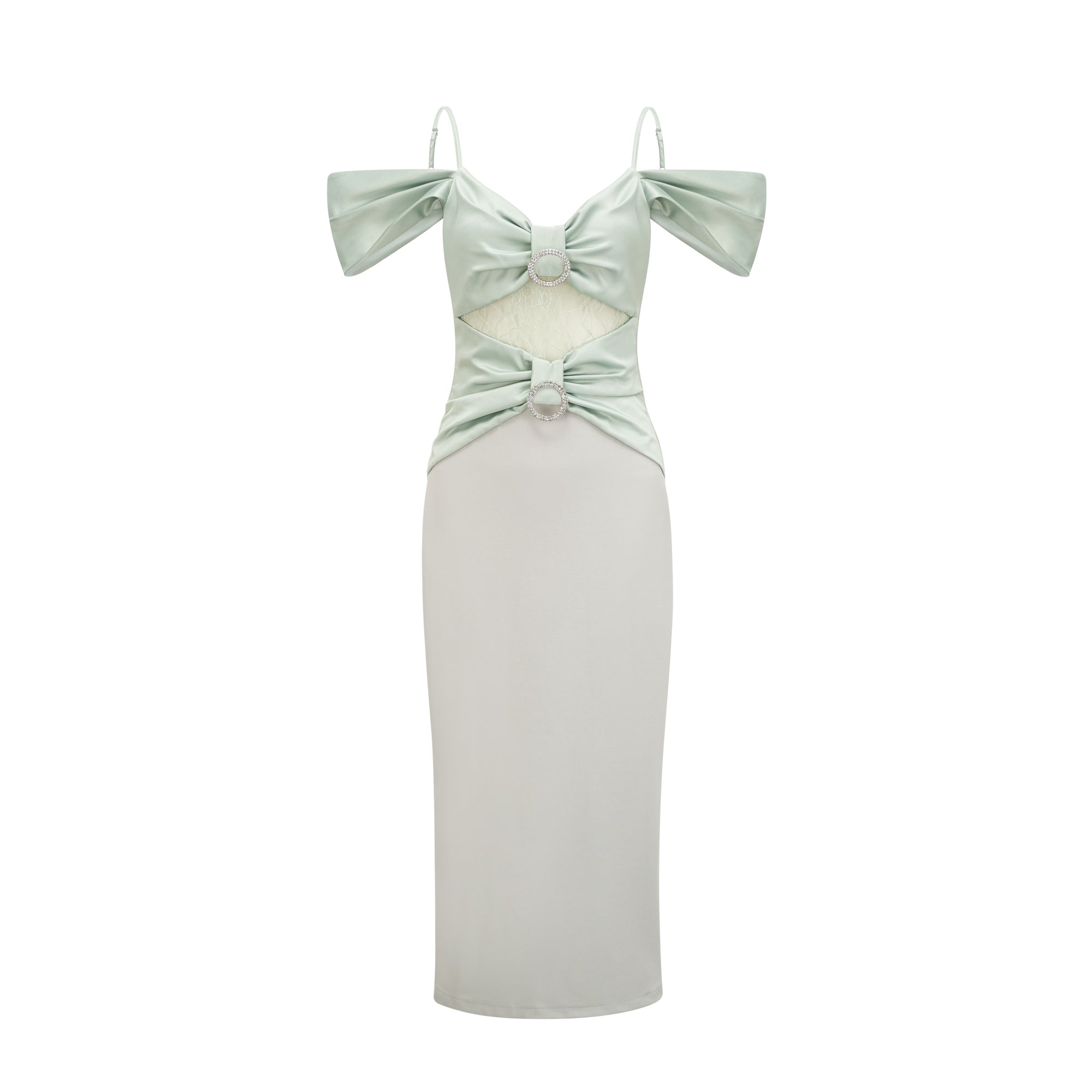 Charline Green Midi Dress for Women - Elegant Flowy Summer Dress for Casual Outings, Parties & Weddings