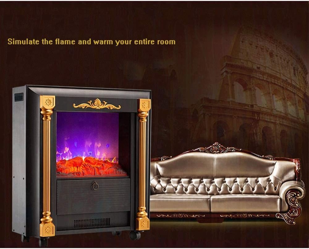 1500W Electric Fireplace Heater with Realistic Flame Effect - Freestanding Indoor Stove Heater with Overheat Protection - Perfect for Living Room, Bedroom & Office Warmth