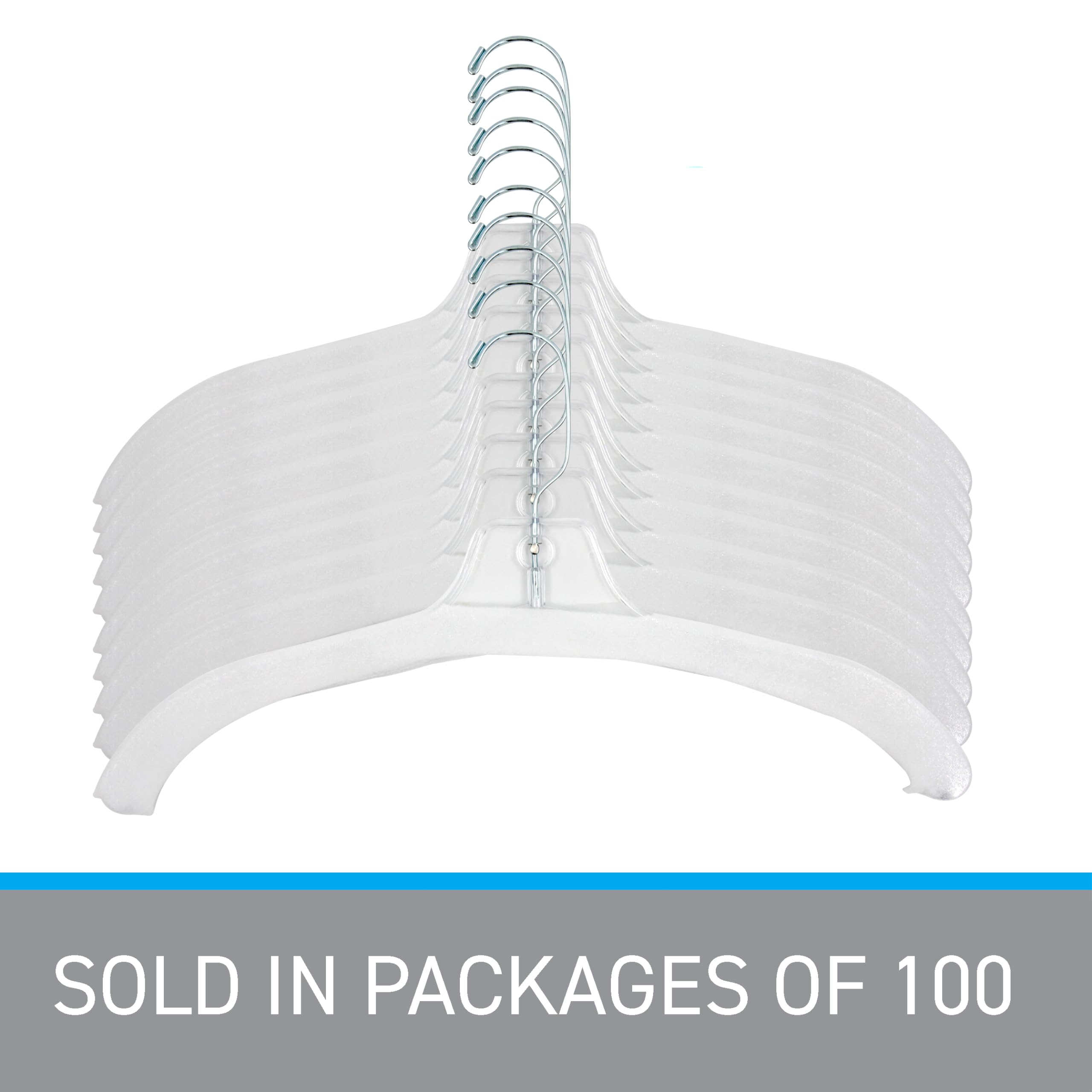 SSWBasics White Foam Hanger Covers - Pack of 100, Padded Hanger Protectors for Plastic Dress Hangers, Non-Slip Hanger Covers for Clothes Storage - Perfect for Thrift Stores, Retail Shops & Home Closet Organization