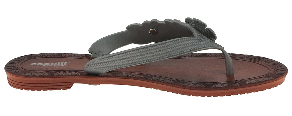 Capelli New York Women's Flip Flops with Pearl Trim & Floral Design - Comfortable Summer Sandals for Beach, Pool, and Casual Outings