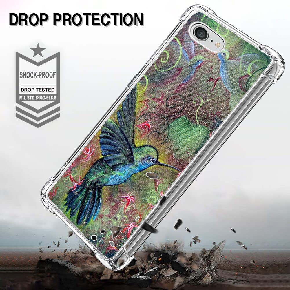 Premium Clear Shockproof Phone Case for iPhone 7/8/SE2 - Vibrant Hummingbird Design with Reinforced Corners | Slim Protective Cover for Everyday Use, Outdoor Activities & Travel