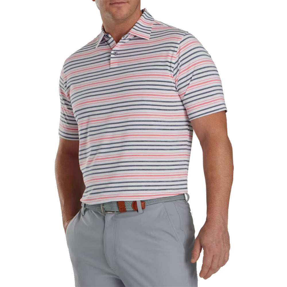 FootJoy Space Dye Stripe Men's Golf Polo Shirt - Moisture Wicking Performance Top for Golfers | Perfect for Golf Tournaments & Casual Summer Wear