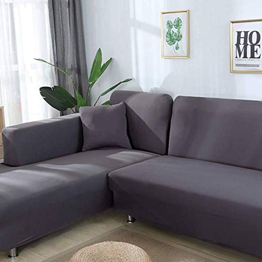 Stretchable Burgundy L-Shaped Sofa Slipcover - Stain Resistant Corner Couch Cover for Sectional Sofas | Perfect for Living Room, Family Room & Home Theater Furniture Protection