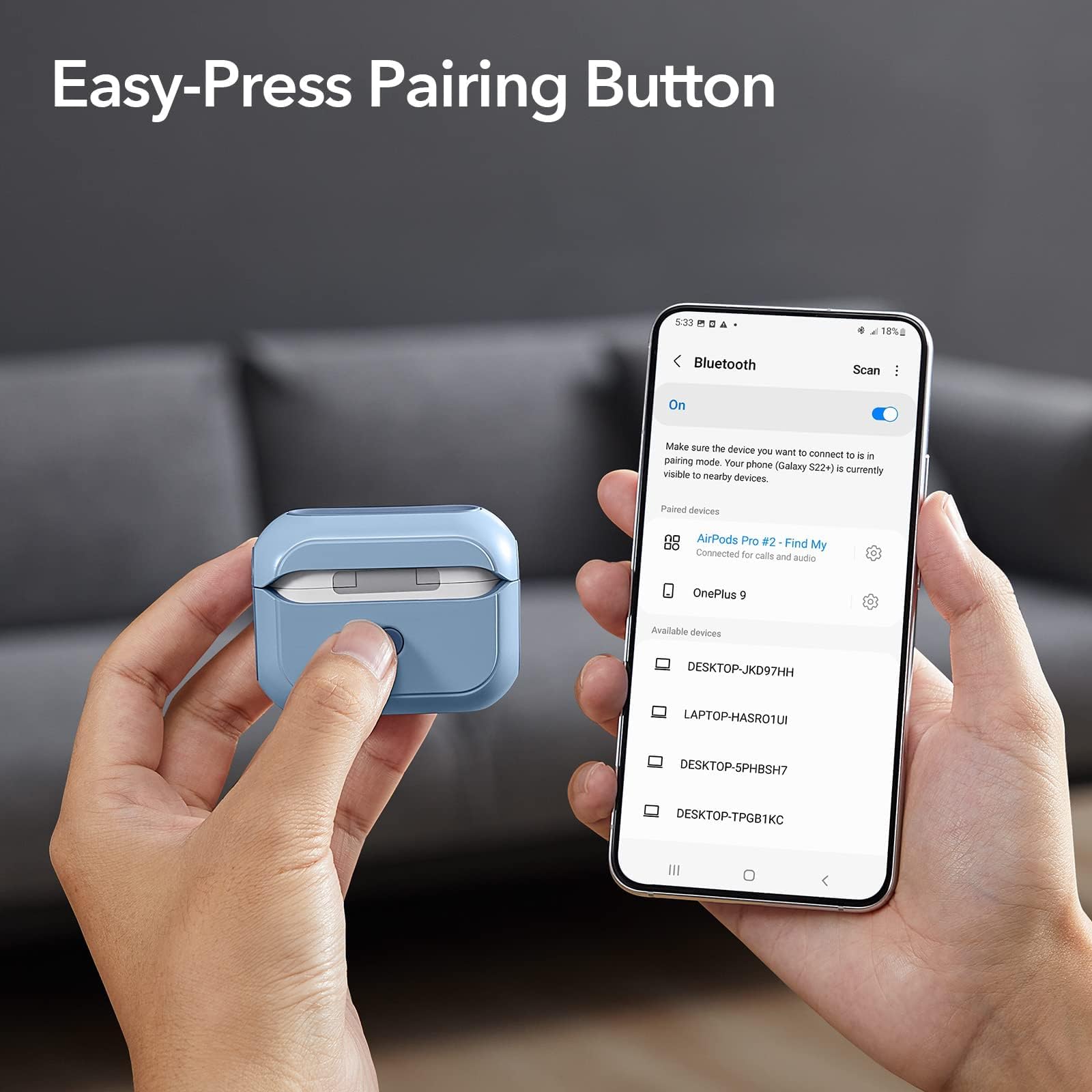 ESR HaloLock AirPods Pro 2 Case - Compatible with AirPods Pro 2nd & 1st Gen (2023/2022/2019), MagSafe Case Cover with Lanyard & Full Drop Protection - Navy Blue - Perfect for Gym, Travel & Everyday Use