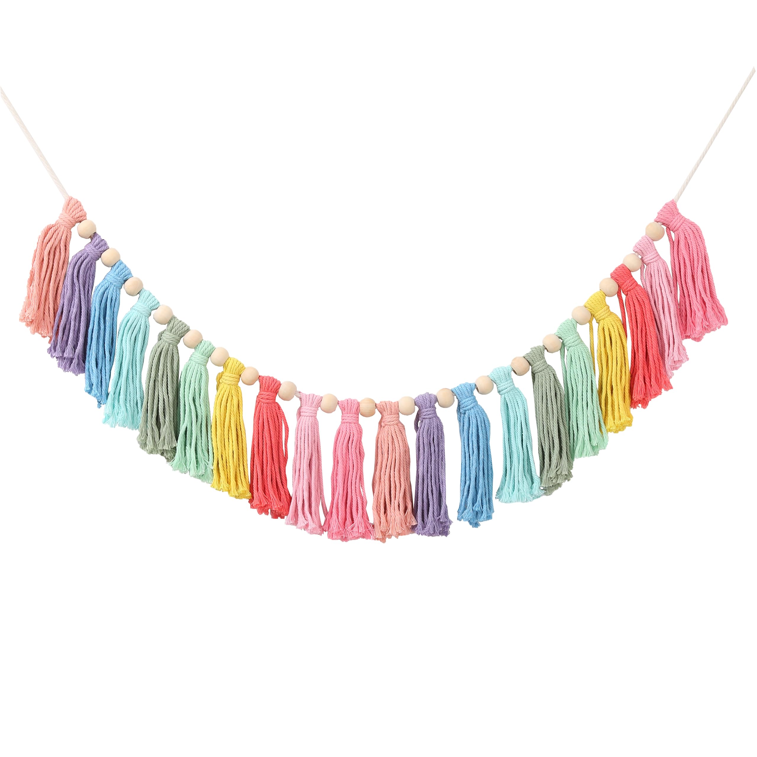 Boho Rainbow Tassel Garland - Wall Hanging Decor for Baby Shower & Party