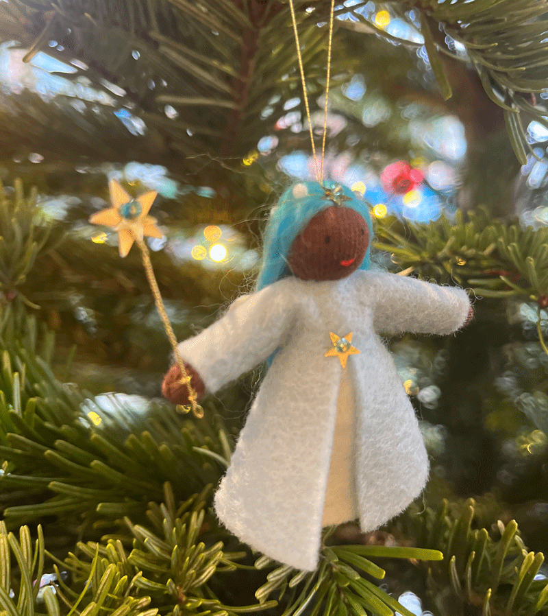 2023 Handmade Black & Blue Wishing Fairy Doll - Waldorf Style Felt Fairy Toy for Kids | Magical Gift for Birthdays, Christmas & Imaginative Play