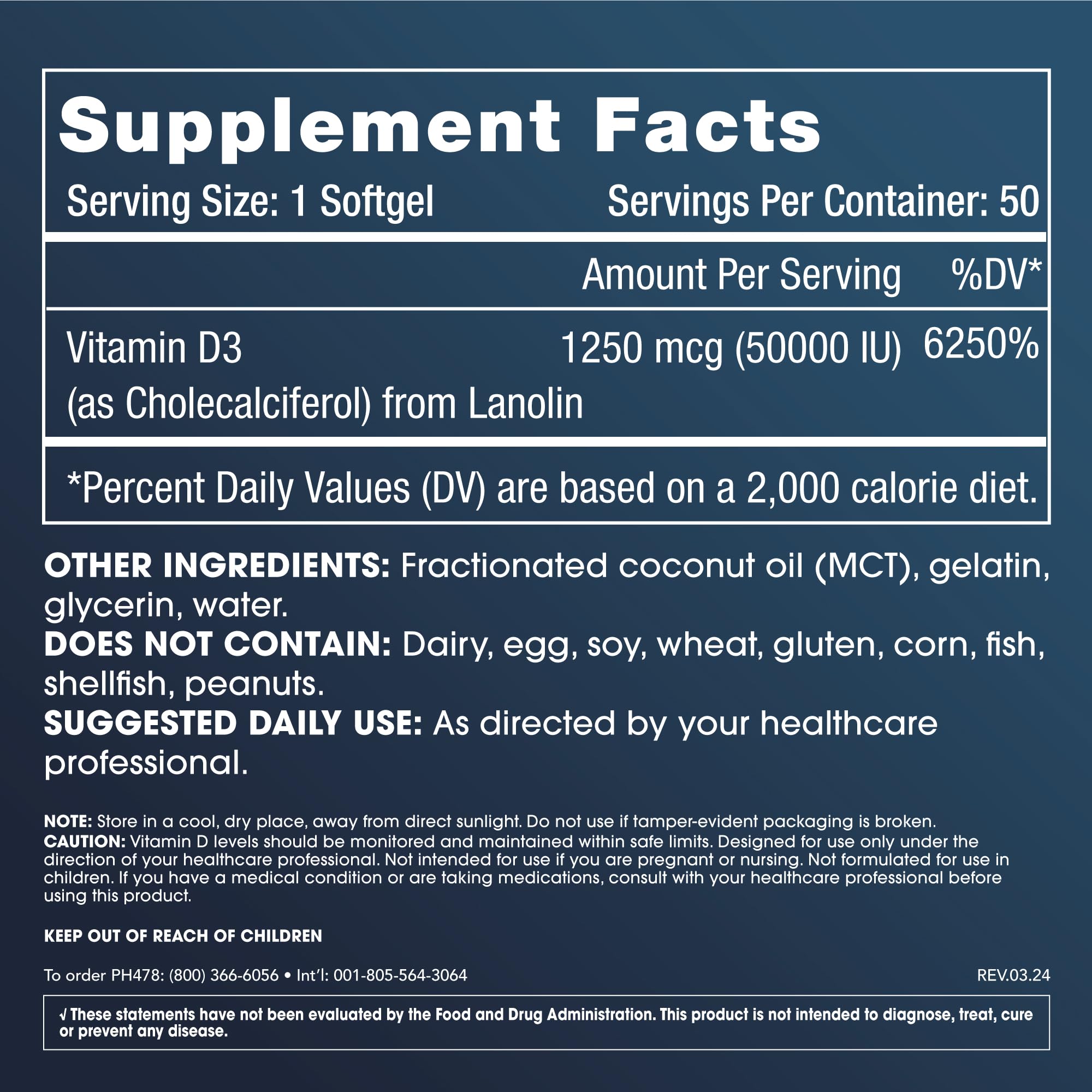 ProHealth Vitamin D3 50,000 IU (50 Softgels) - High Potency Bone & Immune Support Supplement | Gluten Free, Non-GMO | Supports Strong Bones, Immune Health & Overall Wellness for Adults
