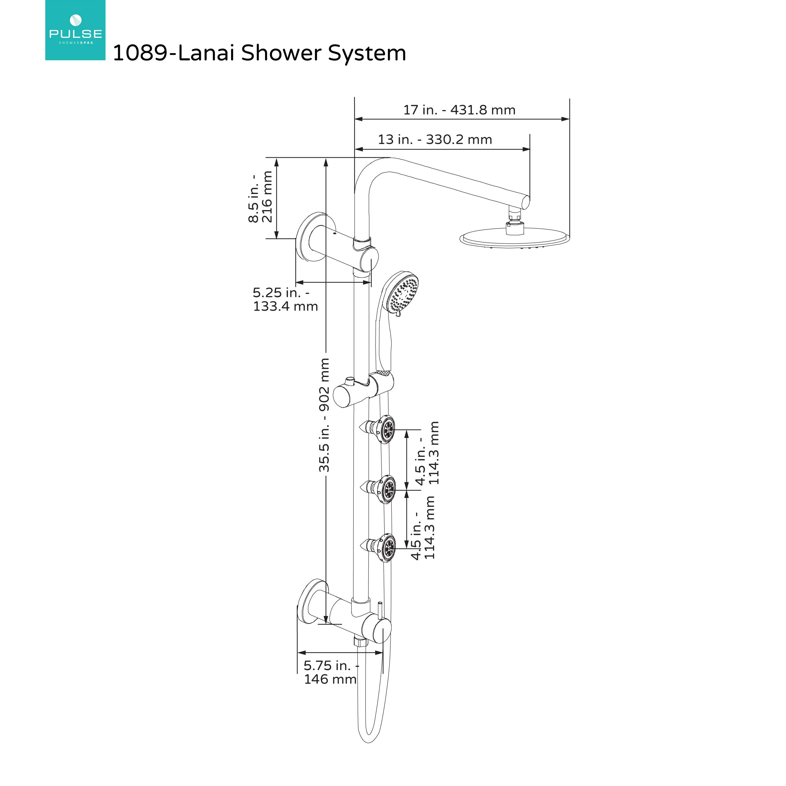 PULSE ShowerSpas 1089-ORB Lanai Shower System with 8