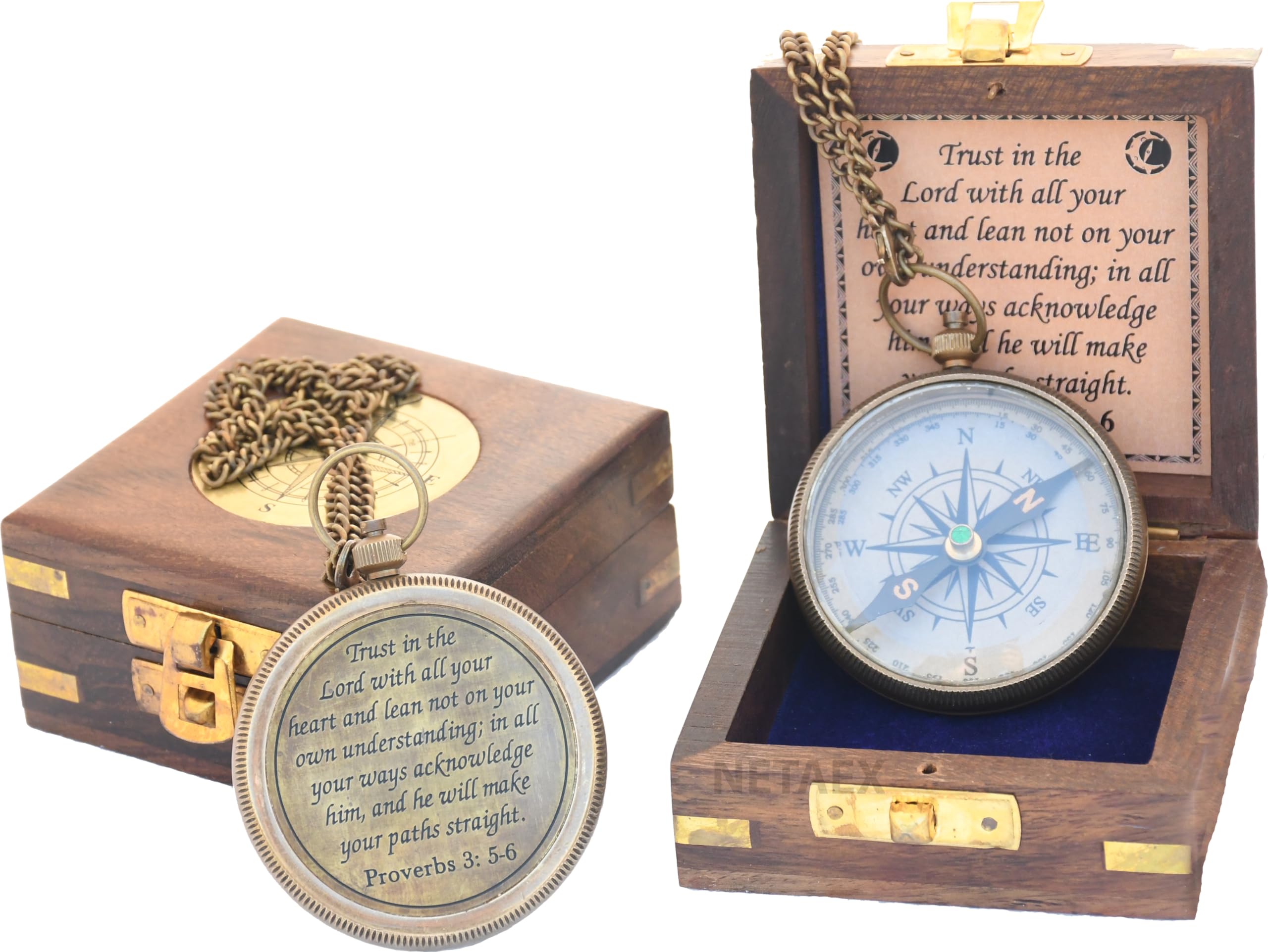 Trust in The Lord - Proverbs 3:5-6 Engraved Inspirational Compass | Christian Religious Gift for Men & Women, Catholic Graduation Present for Boys & Girls 2023 | Perfect for Camping, Hiking & Outdoor Adventures