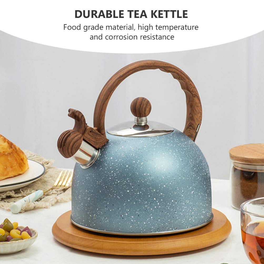 NUOBESTY 1pc Stainless Steel Whistling Tea Kettle - Large Capacity Flat Bottom Teakettle for Home, Stovetop & Camping - Perfect for Boiling Water, Making Tea & Coffee