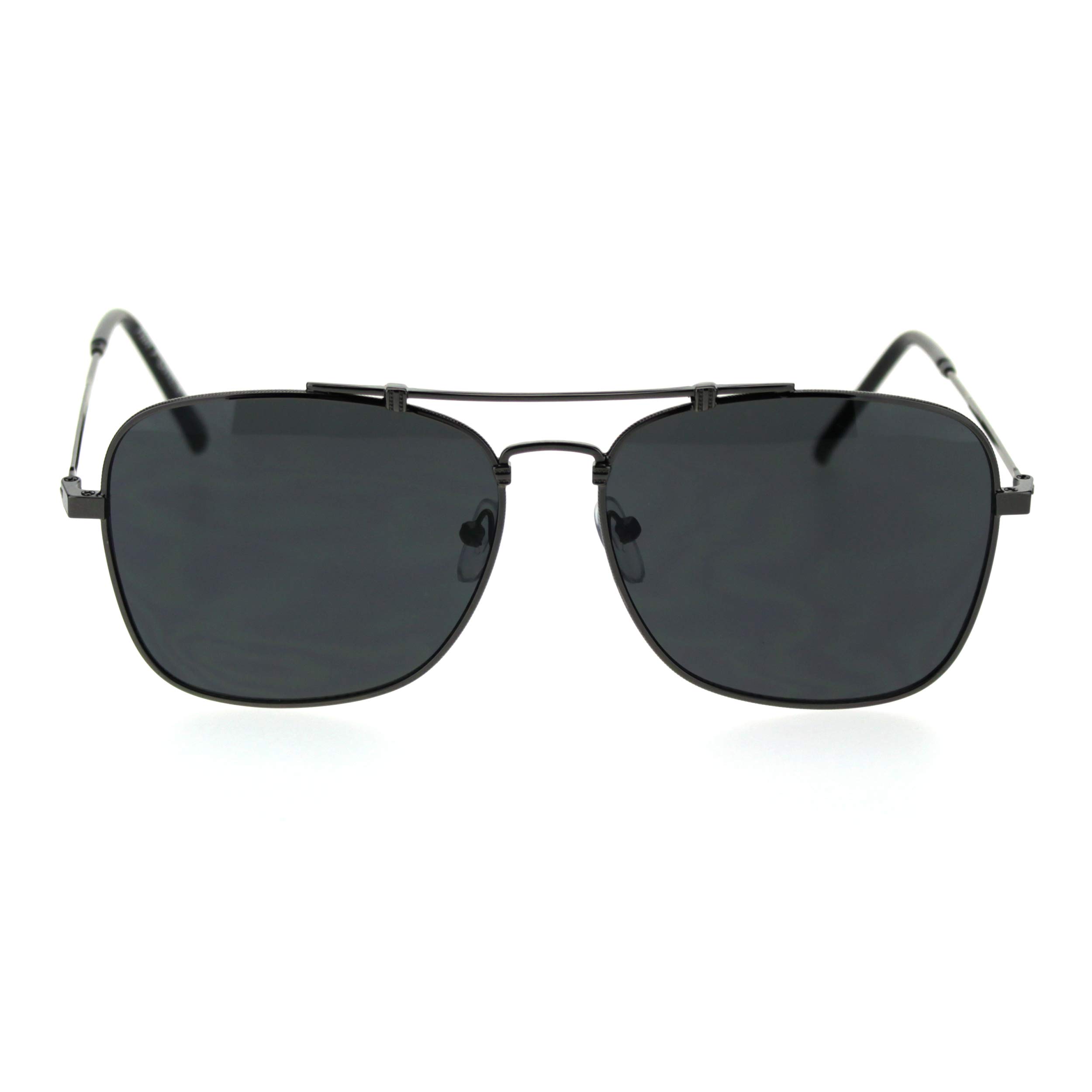 Classic Rectangular Metal Wire-Rim Pilot Sunglasses for Men - Aviator Style UV Protection Eyewear for Driving, Travel & Outdoor Activities