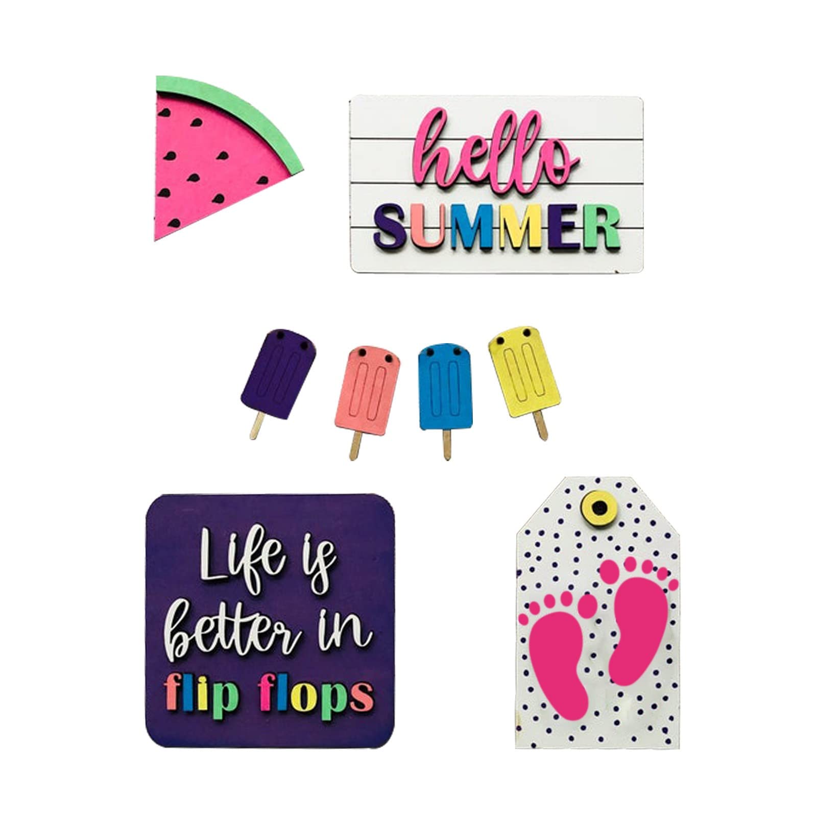 Boping Store 8-Piece Layered Flat Tray Set - Decorative Summer Home Decor Bundle, Desktop Ornament & Family Sculpture for Home, Office, or Gift (One Size) - Perfect for Coffee Table Display, Shelf Decor, and Living Room Accents