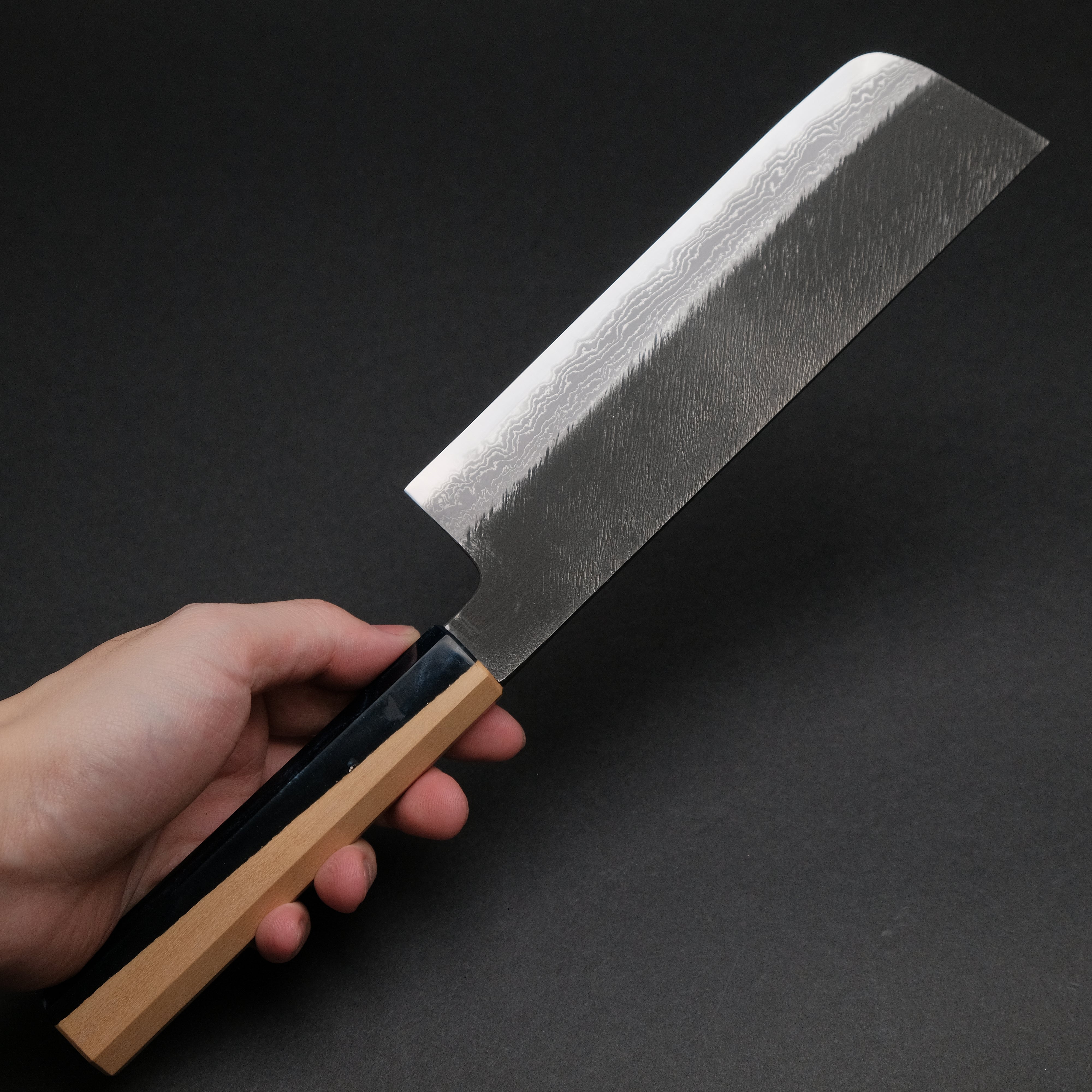 Ajikataya White #2 Matsuba Damascus Nakiri Knife 180mm - Premium Japanese Kitchen Knife with Olive Wood & Resin Handle (#16) - Perfect for Sushi, Vegetables & Precision Cutting