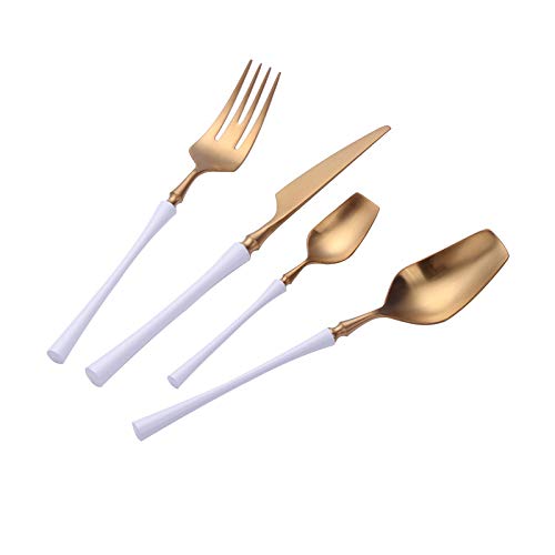 Elegant Stainless Steel Flatware Set - 24-Piece Silverware Utensils for Wedding Gifts, Home Kitchen & Restaurant Use | Durable Non-Disposable Cutlery with Knives, Forks & Spoons | Perfect for Dinner Parties, Bridal Showers & Fine Dining