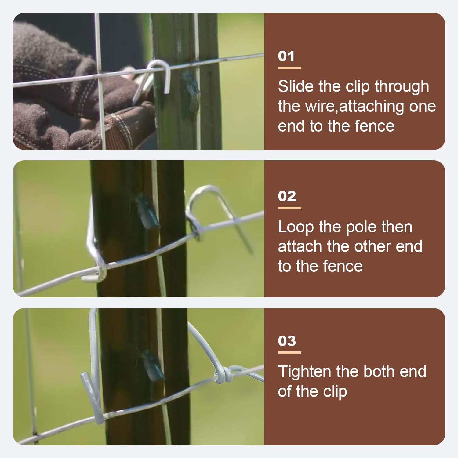 Galvanized Steel T-Post Clips - 200 Pack of Pre-Cut Fence Wire Clips for Easy & Time-Saving Installation | Perfect for Farm Fencing, Garden Borders, and Livestock Enclosures