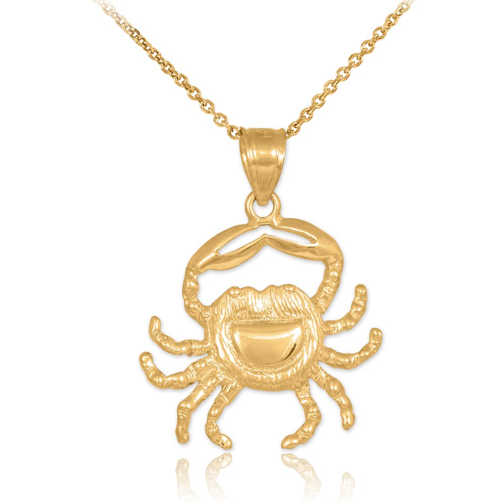 10K Yellow Gold Crab Charm Cancer Zodiac Pendant Necklace for Women - Dainty Zodiac Jewelry Gift for Birthday, Anniversary & Special Occasions