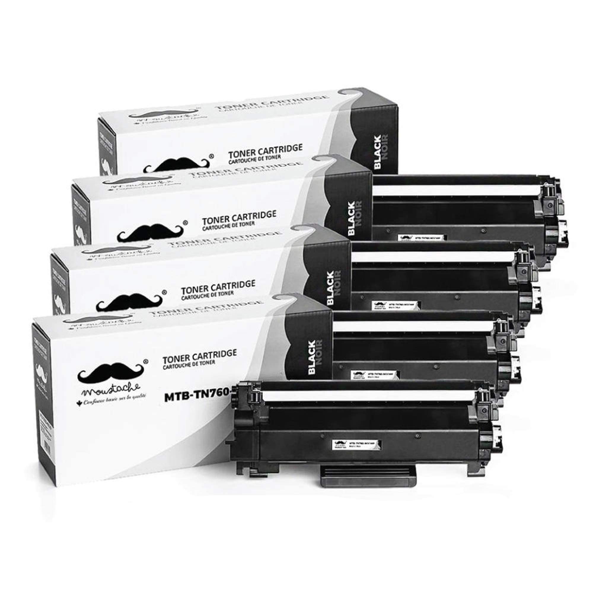 Brother TN760 Toner Cartridge 4-Pack - High Yield Black for MFC-L2750DW, HL-L2370DW Printers - Office & Home Use