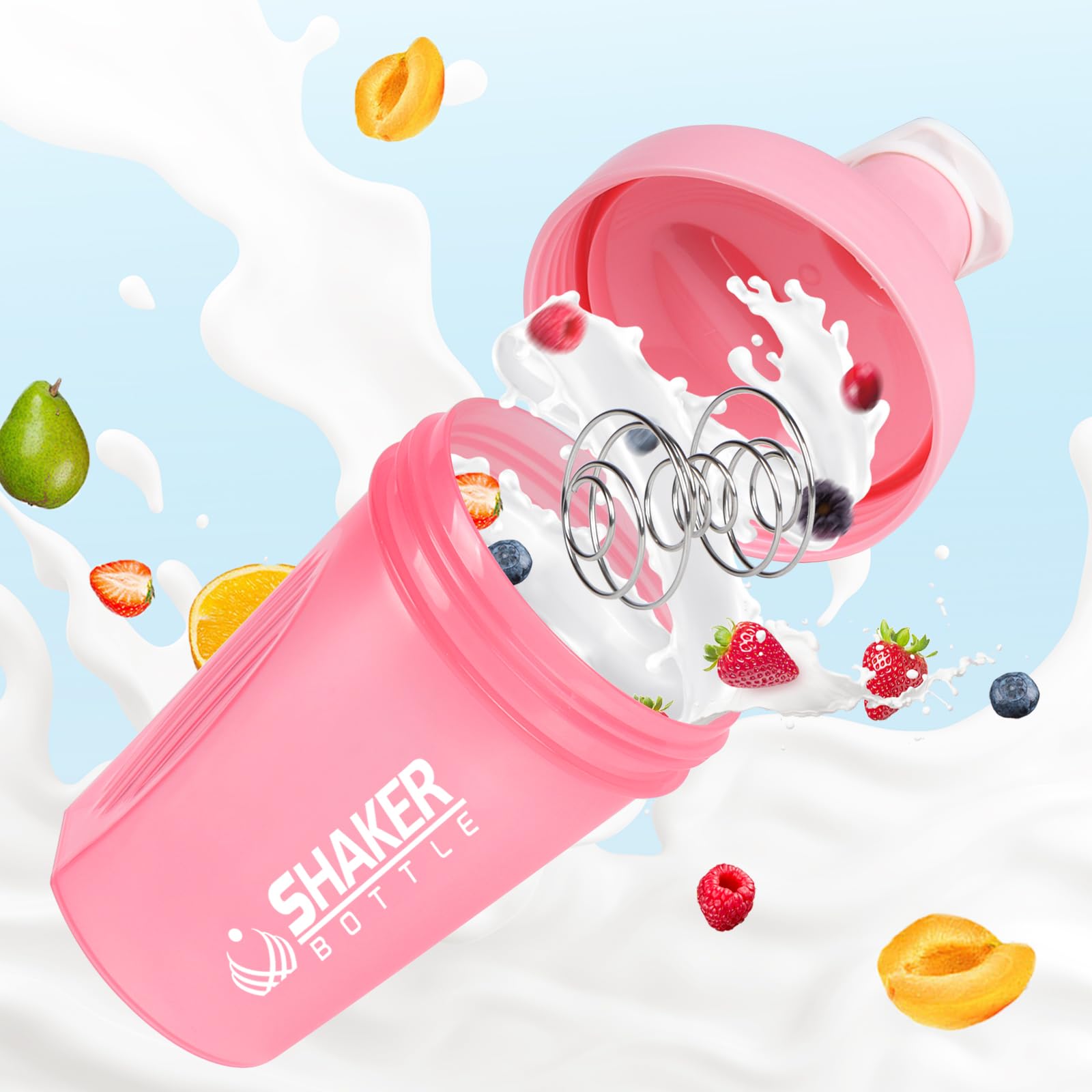 Premium 400ml (13oz) Pink Protein Shaker Bottle with Mixing Ball - BPA Free Leak-Proof Gym Water Bottle for Smooth Blending of Protein Shakes & Smoothies - Ideal for Workouts, Fitness Training & Post-Exercise Recovery