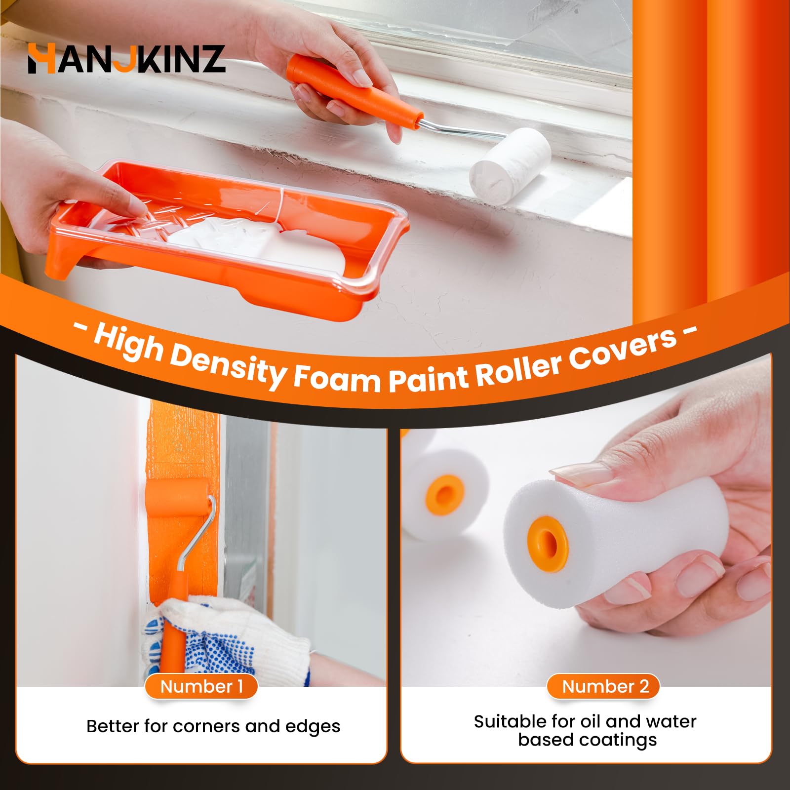 18 Pcs 2 Inch Small Foam Paint Roller Kit - 10 Pack High-Density Foam Rollers, Paint Tray & Liner - Mini Paint Roller for Walls, Doors, Cabinets, Furniture - Perfect for DIY Home Painting Projects & Small Surface Touch-Ups