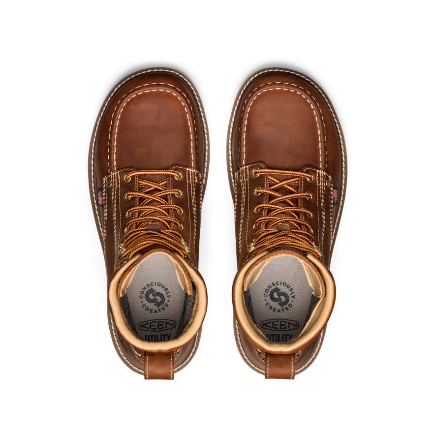 Men's Liberty 8 Waterproof Soft Toe Work Boots - Leather Brown/Gum Sole | Durable & Comfortable for Construction, Hiking & Outdoor Activities