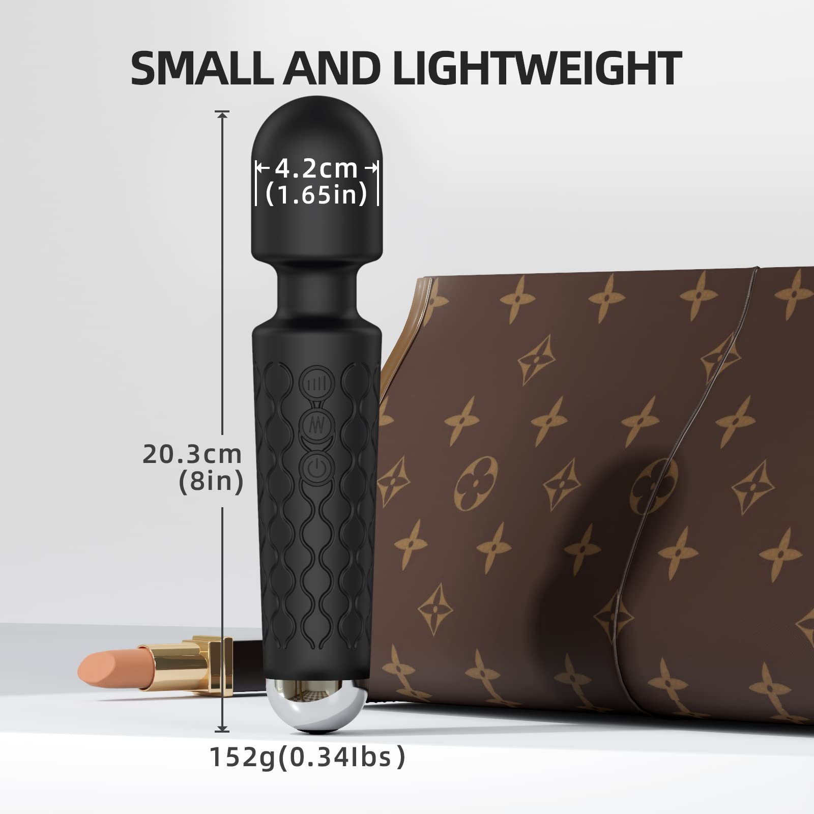 Premium Rechargeable Waterproof Clitoral Vibrator - 20 Vibration Modes & 8 Speed Settings, Ultra Quiet Wand Massager for Women's Sexual Pleasure - Perfect for Solo Play, Couples Intimacy & Sensual Exploration (Black)