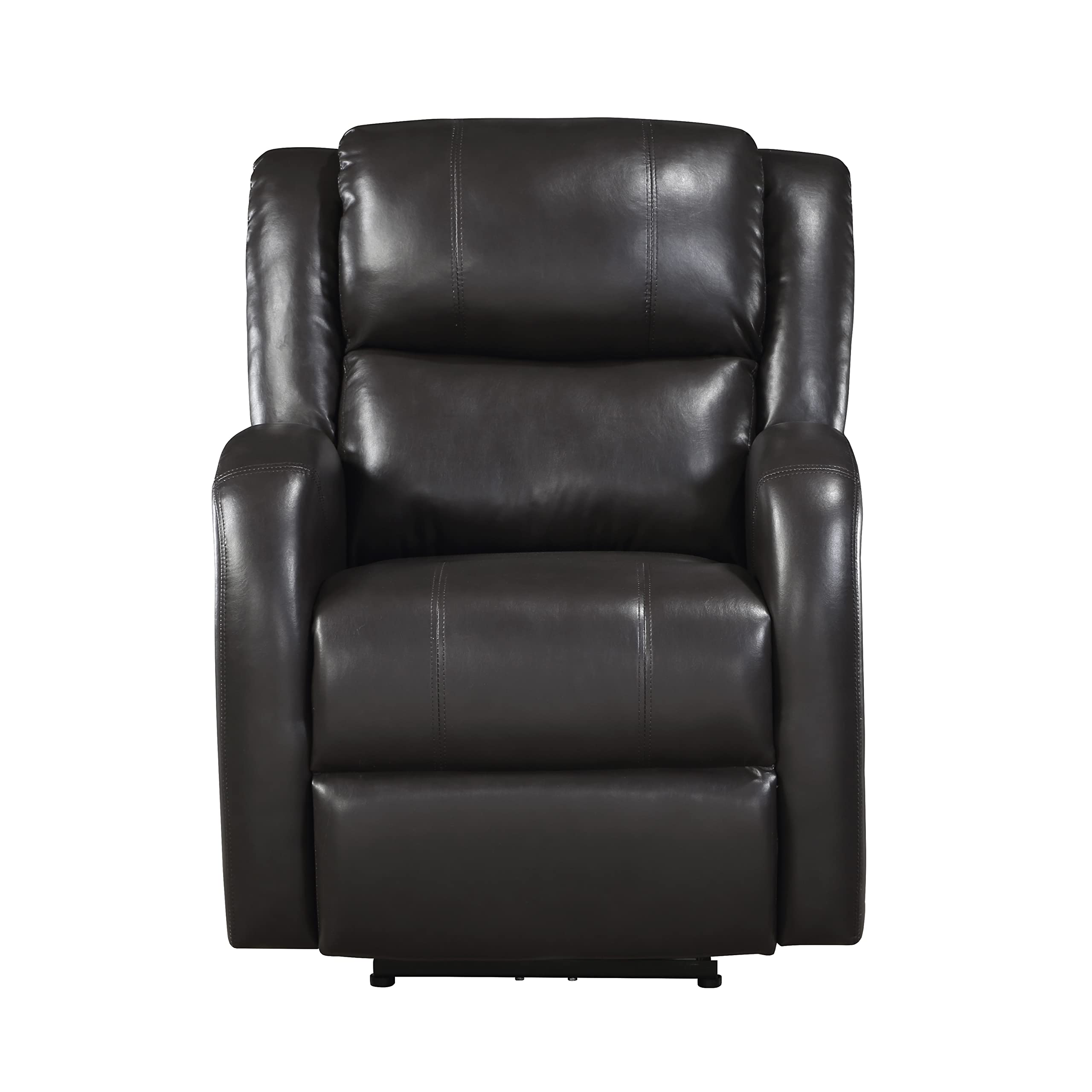 Lexicon Raven Faux Leather Wall-Hugger Power Recliner - Brown Leather Reclining Chair for Living Room, Home Theater & Small Spaces - Comfortable Electric Recliner Sofa with USB Charging Port
