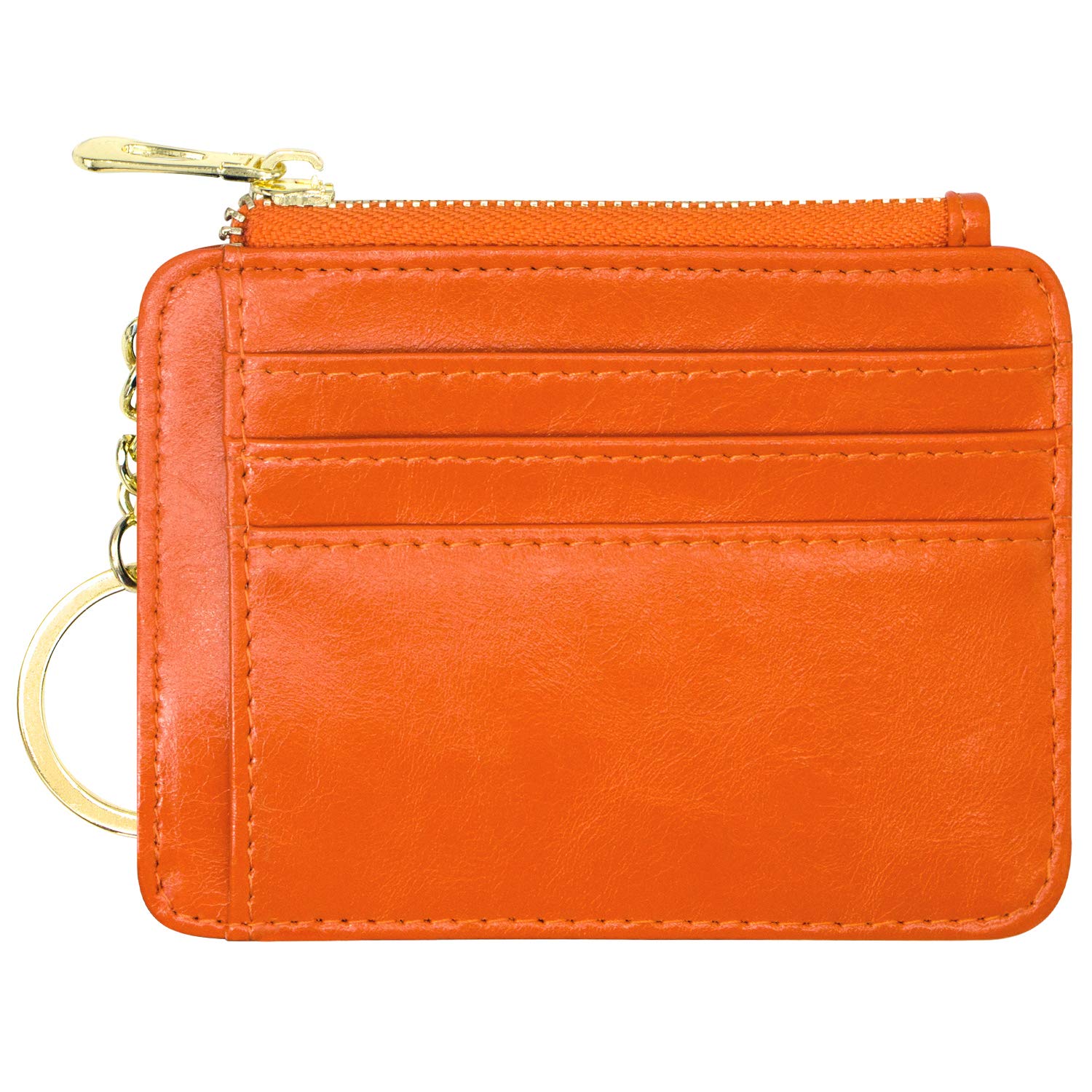 Slim RFID Blocking Credit Card Holder Wallet for Women - Minimalist Leather Card Case with 12 Card Slots (Orange) - Perfect for Travel, Work, and Everyday Use