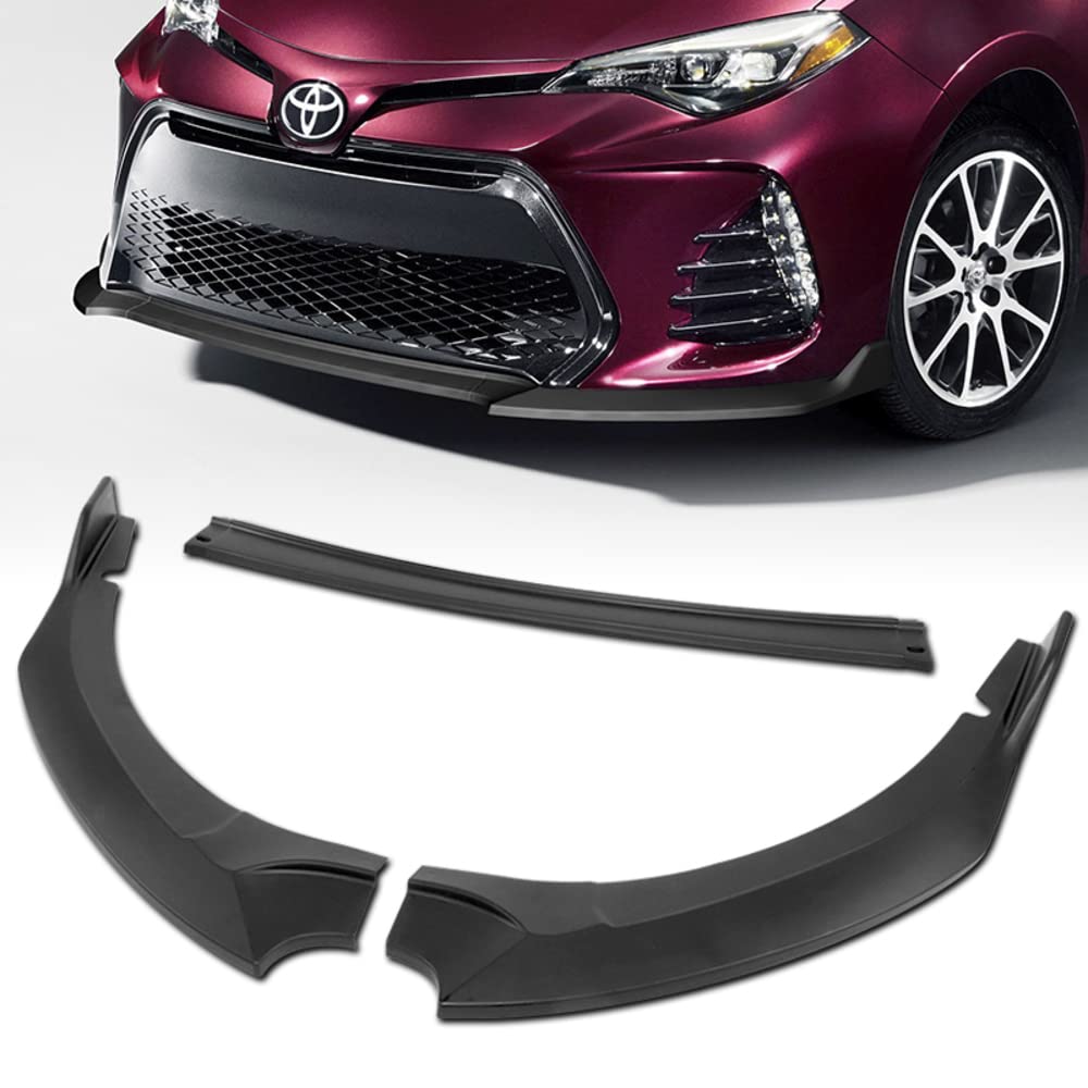 Q1-TECH 9-Piece Front Bumper Lip & Side Skirt Extensions Diffuser Kit for 2017-2019 Toyota Corolla SE/XSE Sedan - ABS Matt Black Front Lip Spoiler & Chin Splitter - Enhance Style & Aerodynamics for Street Racing & Car Shows
