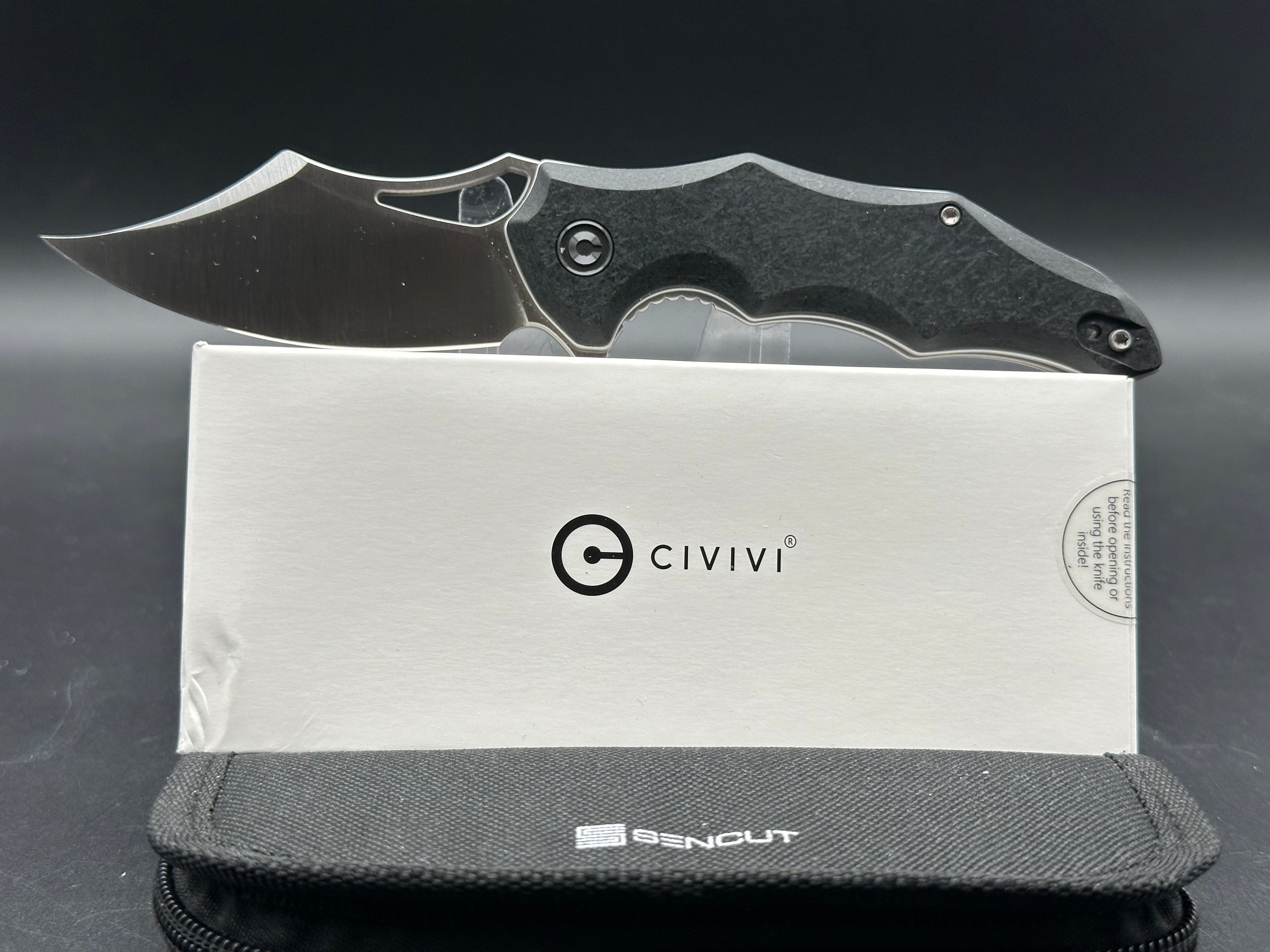 CIVIVI CHIRO Folding Pocket Knife - 14C28N Stainless Steel Blade, Black Handle, Clip Point Plain Edge Satin Finish - Perfect for Camping, Hiking & Everyday Carry (EDC)