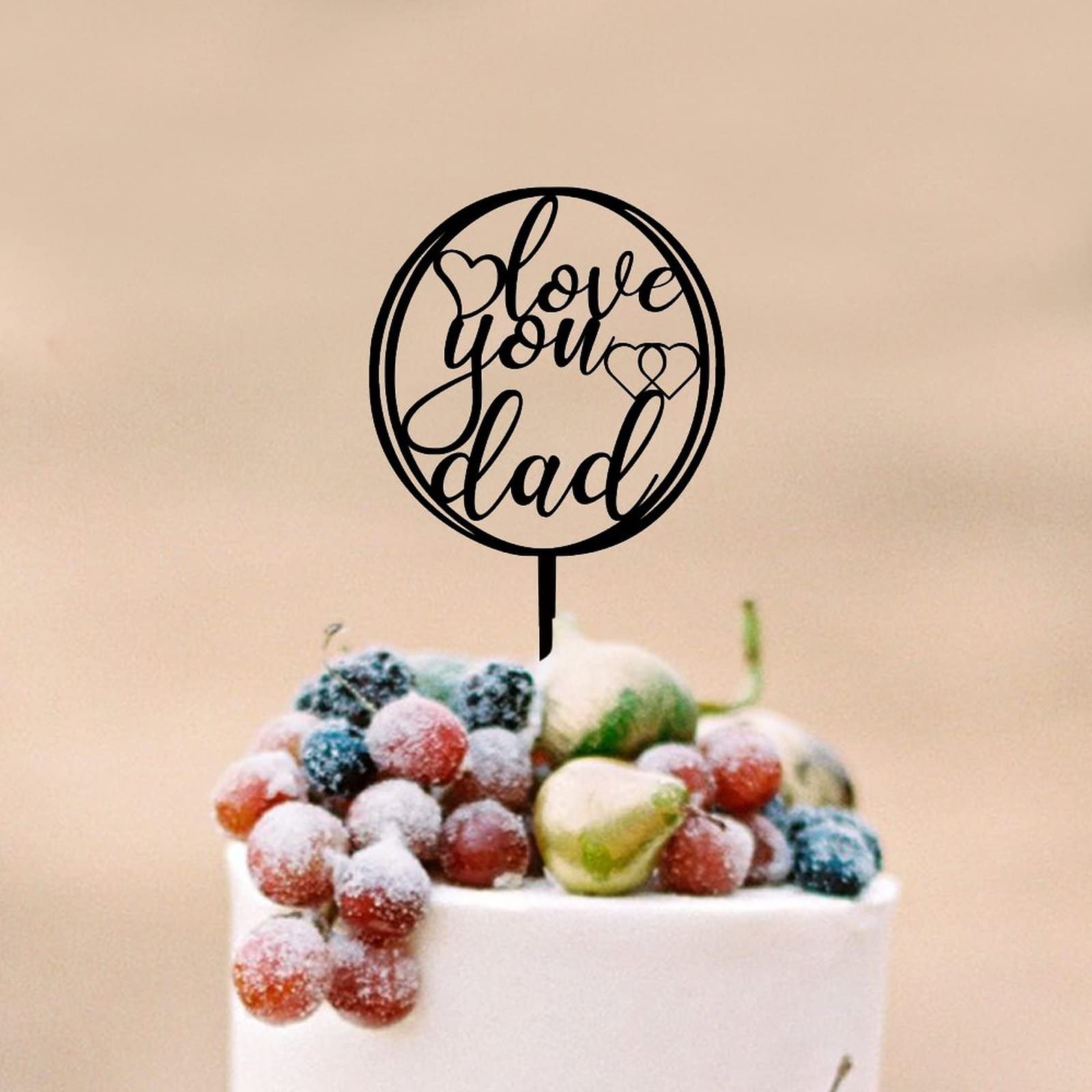 Happy Father's Day Acrylic Cake Topper - Black 'Love You Dad' Circle Decoration for Cakes | Perfect Father's Day Gift & Party Decoration | Ideal for Birthday Cakes, Cupcakes, and Dessert Tables