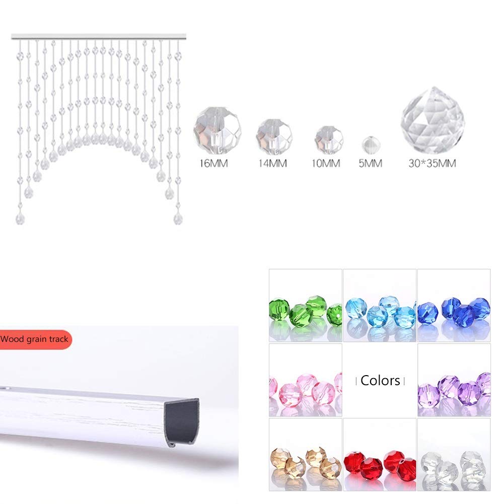 Crystal Beaded Curtain for French Doors & Windows - Glass Hanging Strings for Living Room & Bedroom Decor - 100cm/120cm/200cm Width Options (45 Strands, 180cm Length) - Elegant Home & Wedding Decoration