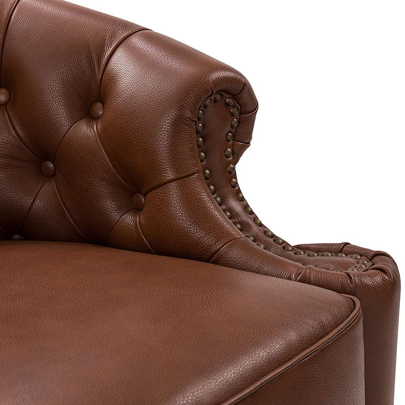 Alonso Classic Chesterfield Genuine Leather Swivel Chair - Premium Office Chair with Button Tufted Back & 360° Rotation - Perfect for Home Office, Study Room & Executive Workspace