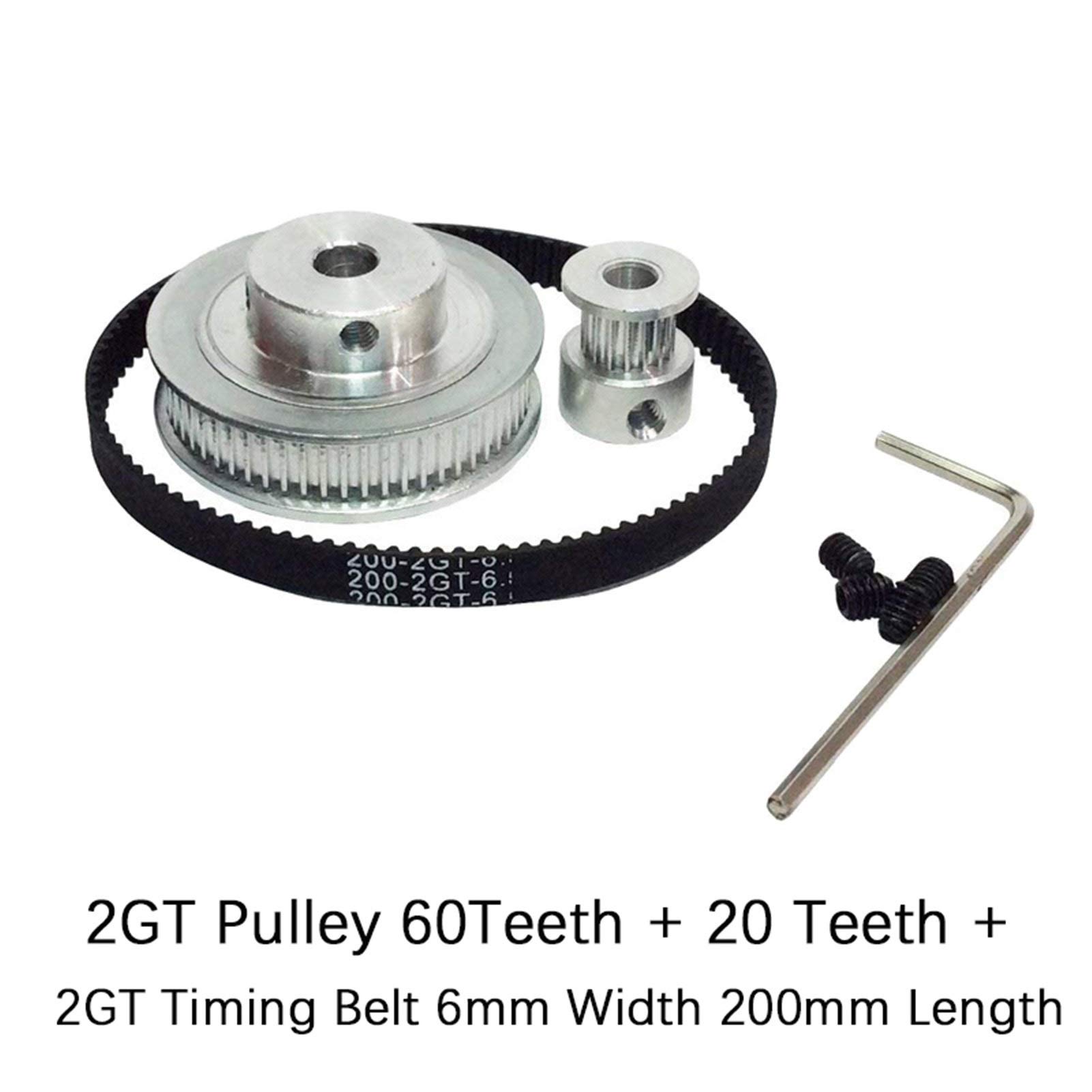 HTD 2GT Timing Belt Pulley Kit - GT2 Timing Belt Closed-Loop 200mm with 20T & 60T Pulleys for 3D Printers, CNC Machines & Robotics | High Precision Industrial Components