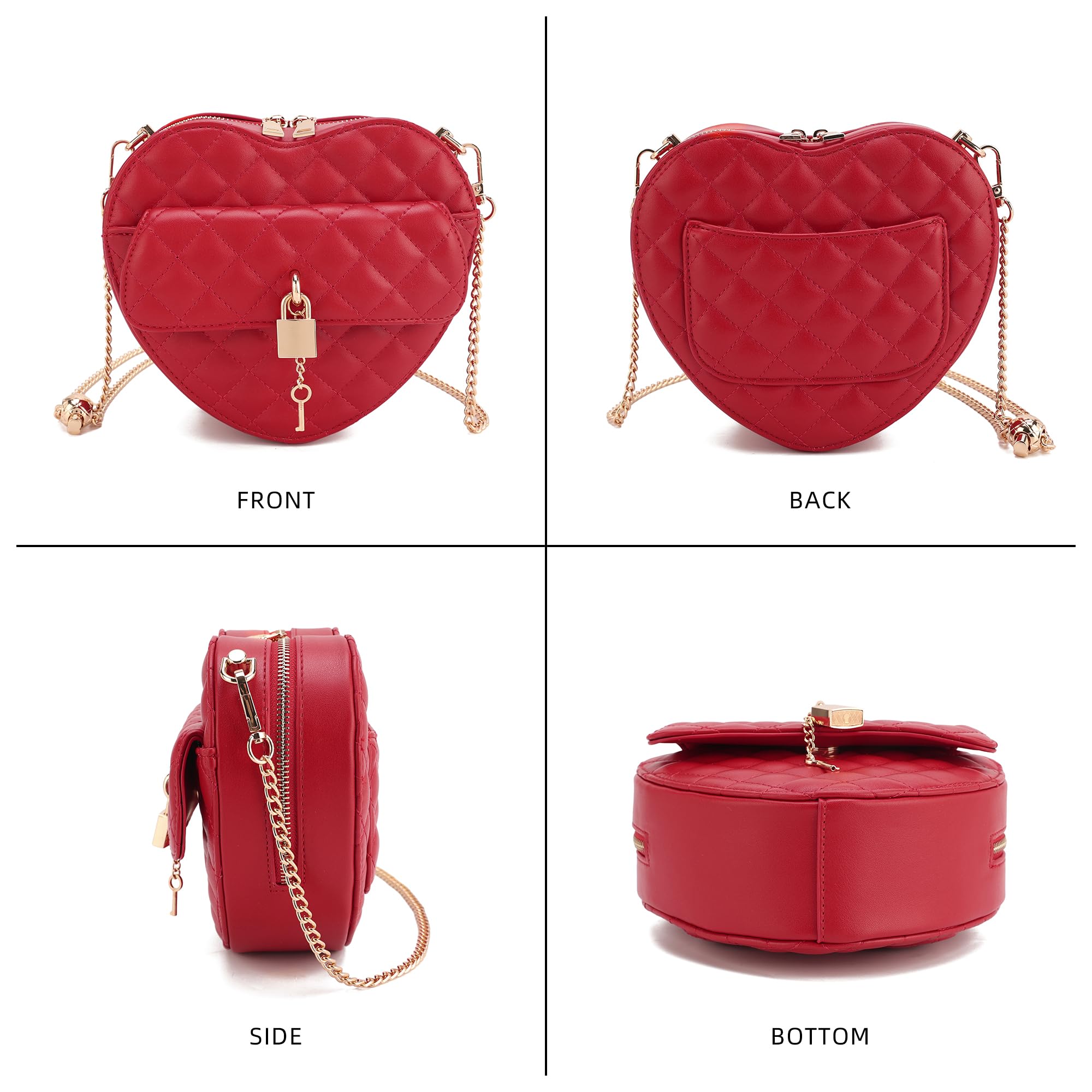 Heart-Shaped Satchel Crossbody Purse for Women - Zip-Around Shoulder Bag - Perfect for Date Nights & Casual Outings