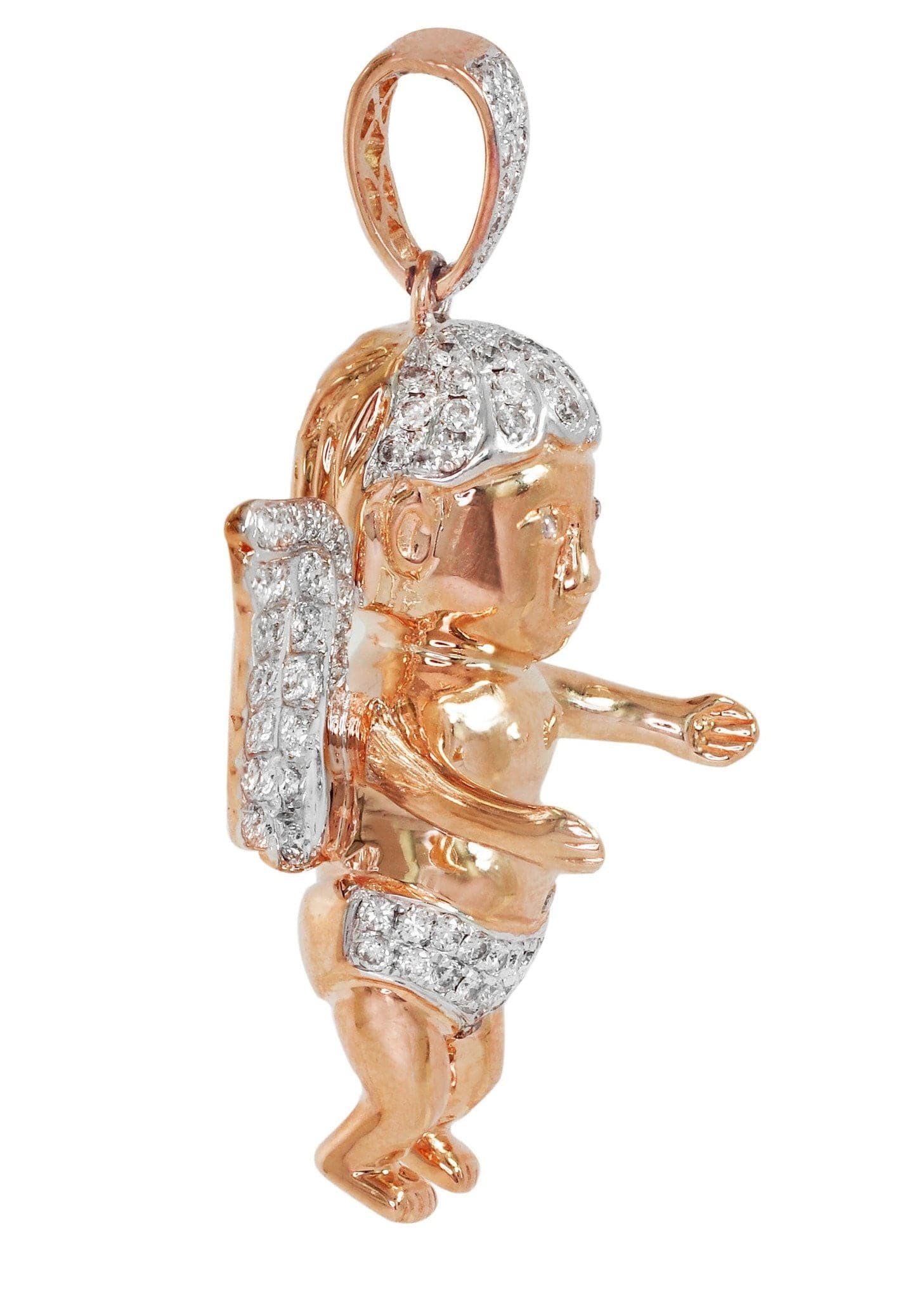 Diamond Angel Pendant Necklace - 16.36 Grams Solid Gold - 1.3 Carat Genuine Diamond - Perfect for Christmas Gifts, Anniversary & Birthday Jewelry
