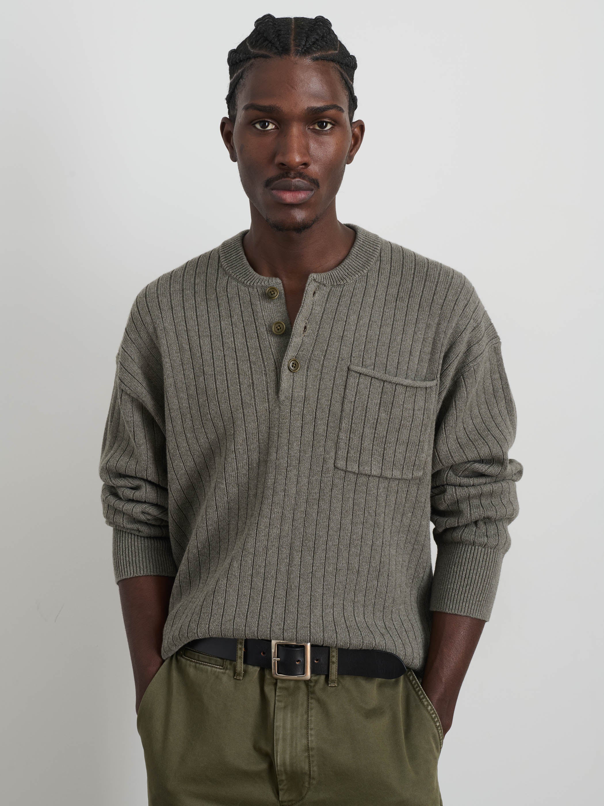Sawyer Ribbed Henley Sweater for Men - Soft Cotton Pullover Shirt with Button Placket - Perfect for Casual Wear, Layering & Fall Outfits