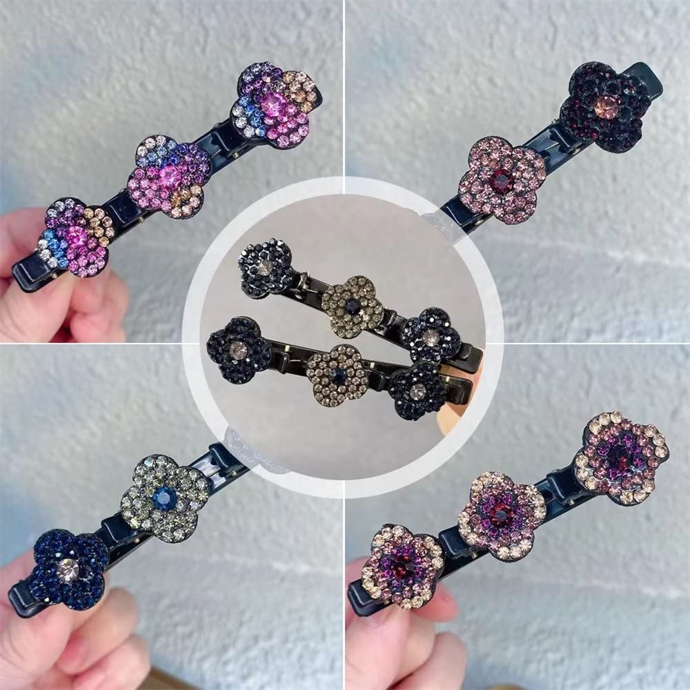 Sparkling Rhinestone Hair Clips for Women - Elegant Flower Hairpins for Styling