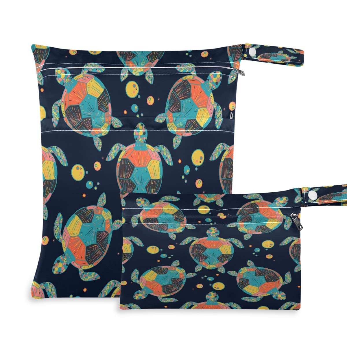 Waterproof Wet Dry Bag for Swimsuits & Cloth Diapers - 2 Pack Reusable Beach & Travel Organizer - Perfect for Pool, Gym, Baby Essentials & Toiletries Storage