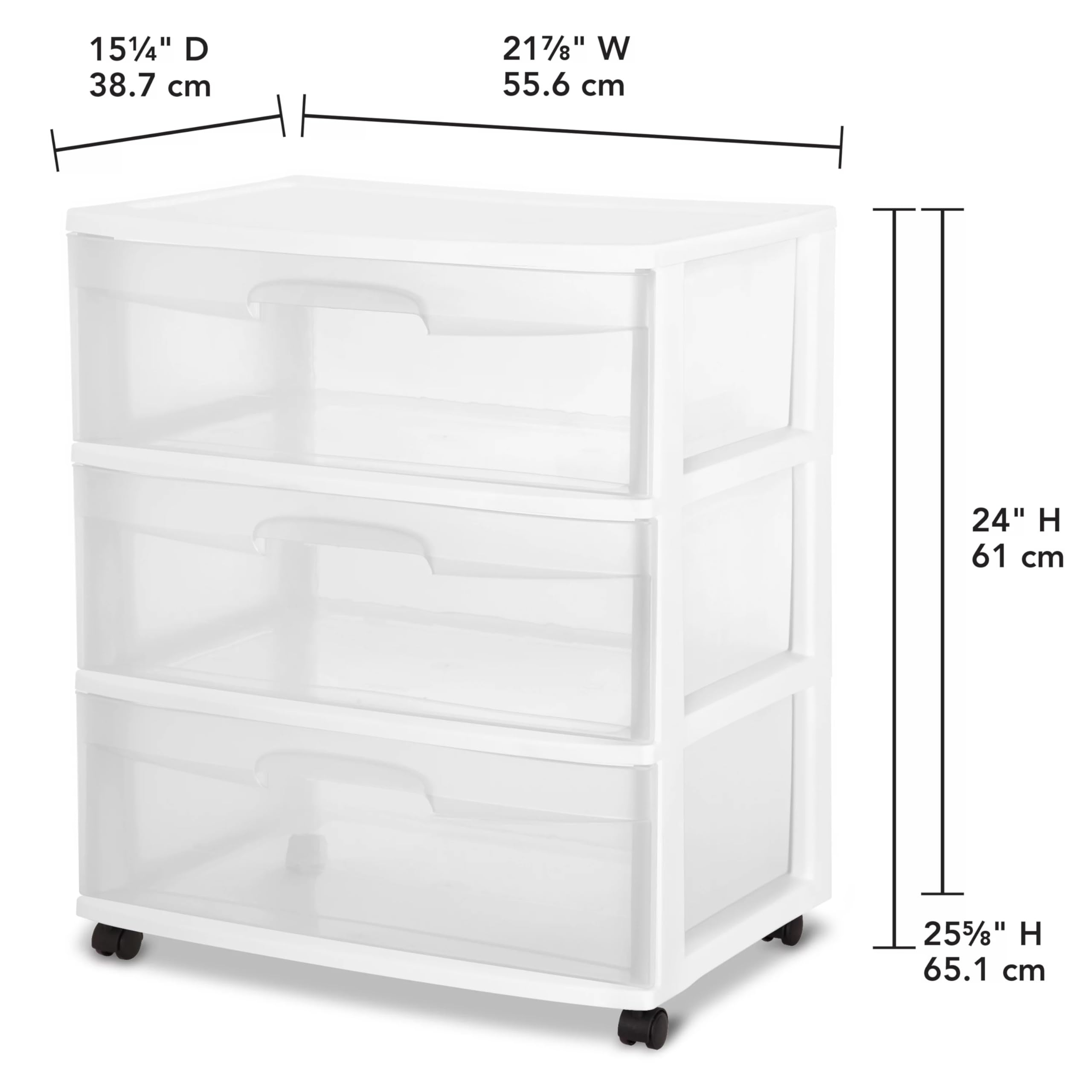 GerRiT 3-Drawer Rolling Storage Cart - White Organizer for Home & Office