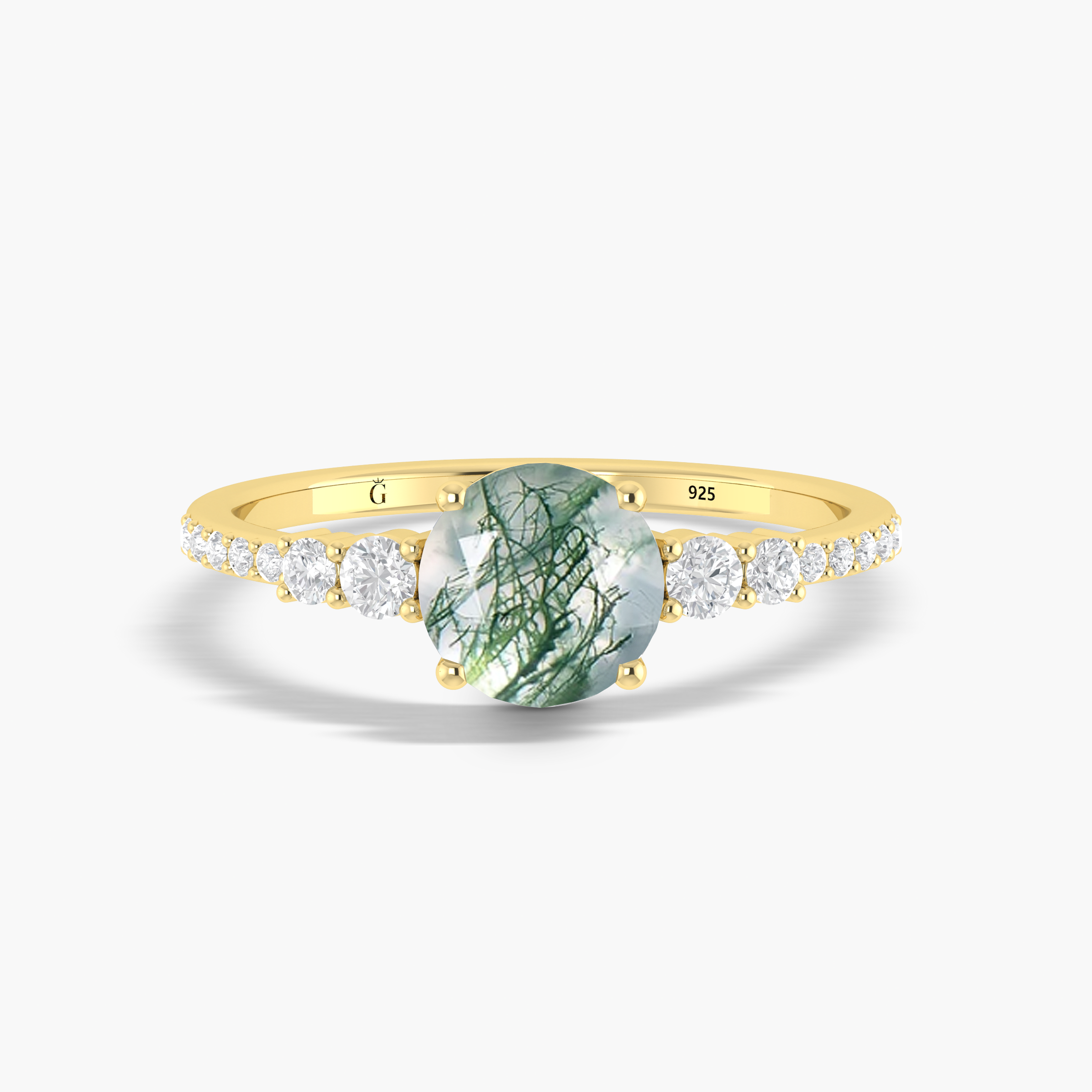 Elegant Round Moss Agate Gold Wedding Ring for Women – Perfect for Engagement, Anniversary & Bridal Jewelry Gifts