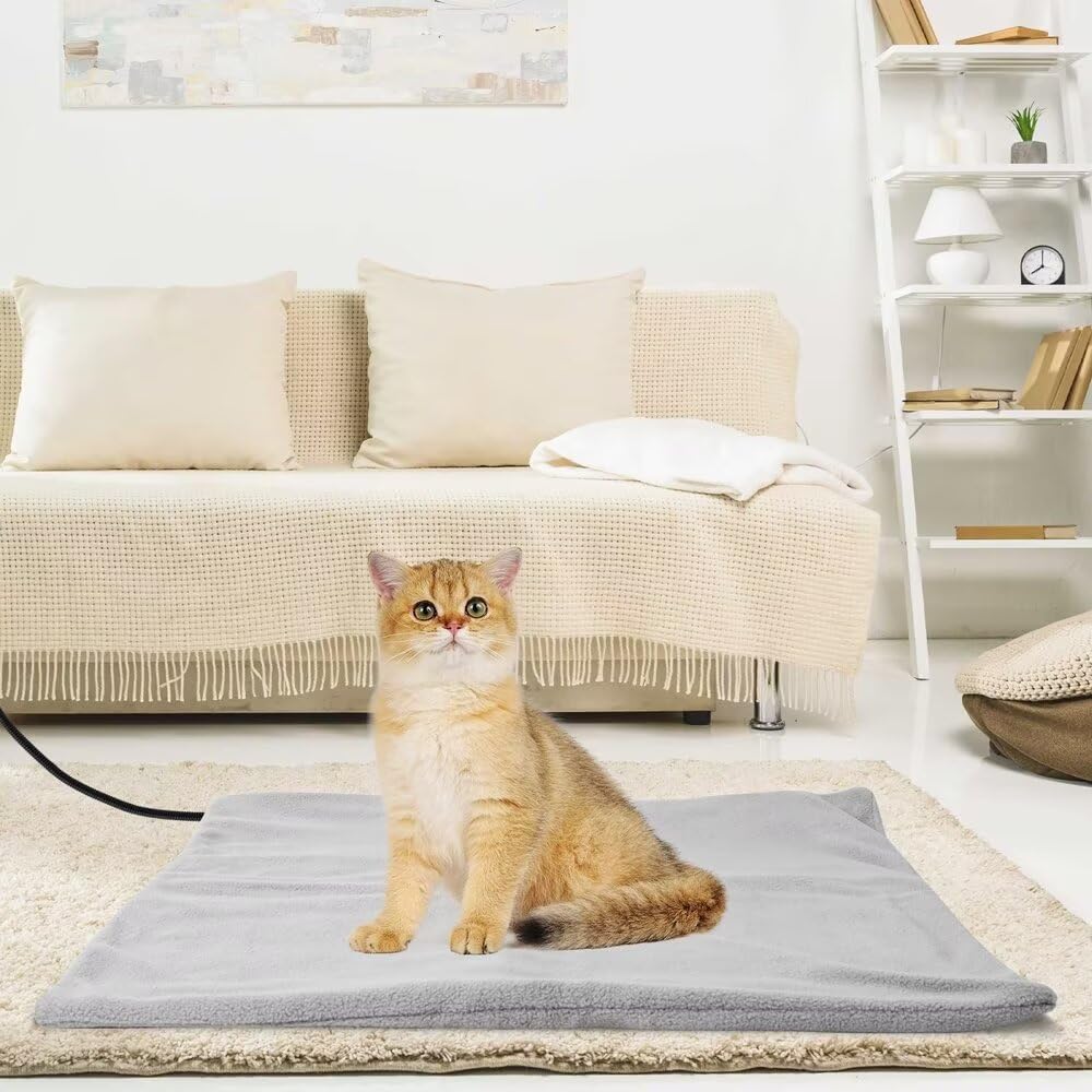 Adjustable Electric Pet Heating Pad for Cats & Dogs - Waterproof Heated Mat with Timer, Temperature Control & Chew-Resistant Steel Cord - Perfect for Indoor Pet Beds, Winter Warmth & Arthritis Relief