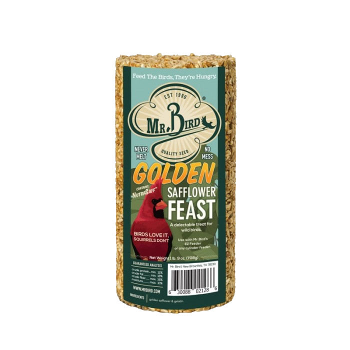 Premium Golden Safflower Seed Log - High Energy Wild Bird Food for Cardinals, Woodpeckers & Songbirds - Perfect for Backyard Bird Feeders & Nature Lovers