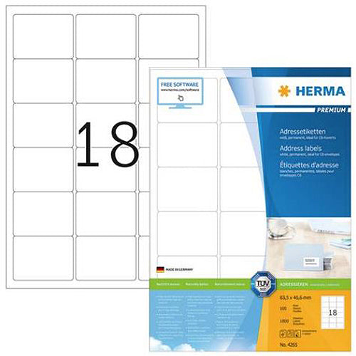 Premium A4 Shipping Labels 63.5 x 46.6mm (4265) - Waterproof Self-Adhesive Stickers for Packages, Mailers & Logistics - Perfect for USPS, UPS, FedEx & Amazon FBA Shipments