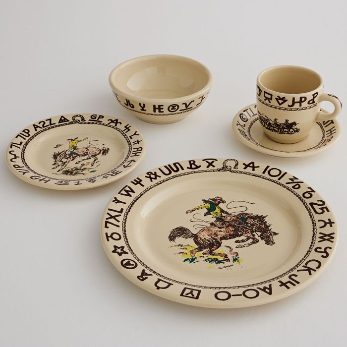 Cowboys & Brands Western Ranch Dinnerware Set - Rustic Tableware for Cowboy Themed Parties, BBQ, and Ranch Style Dining