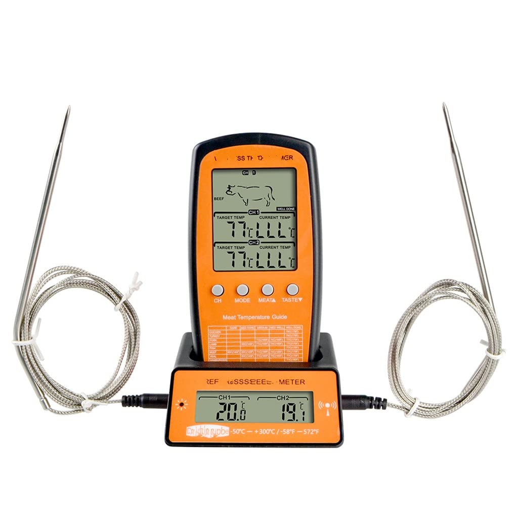 WALNUTA Dual Probe Digital Wireless Oven Thermometer for Meat, BBQ, Grilling - Kitchen Cooking Timer with Alarm for Baking, Roasting, Smoker & Sous Vide