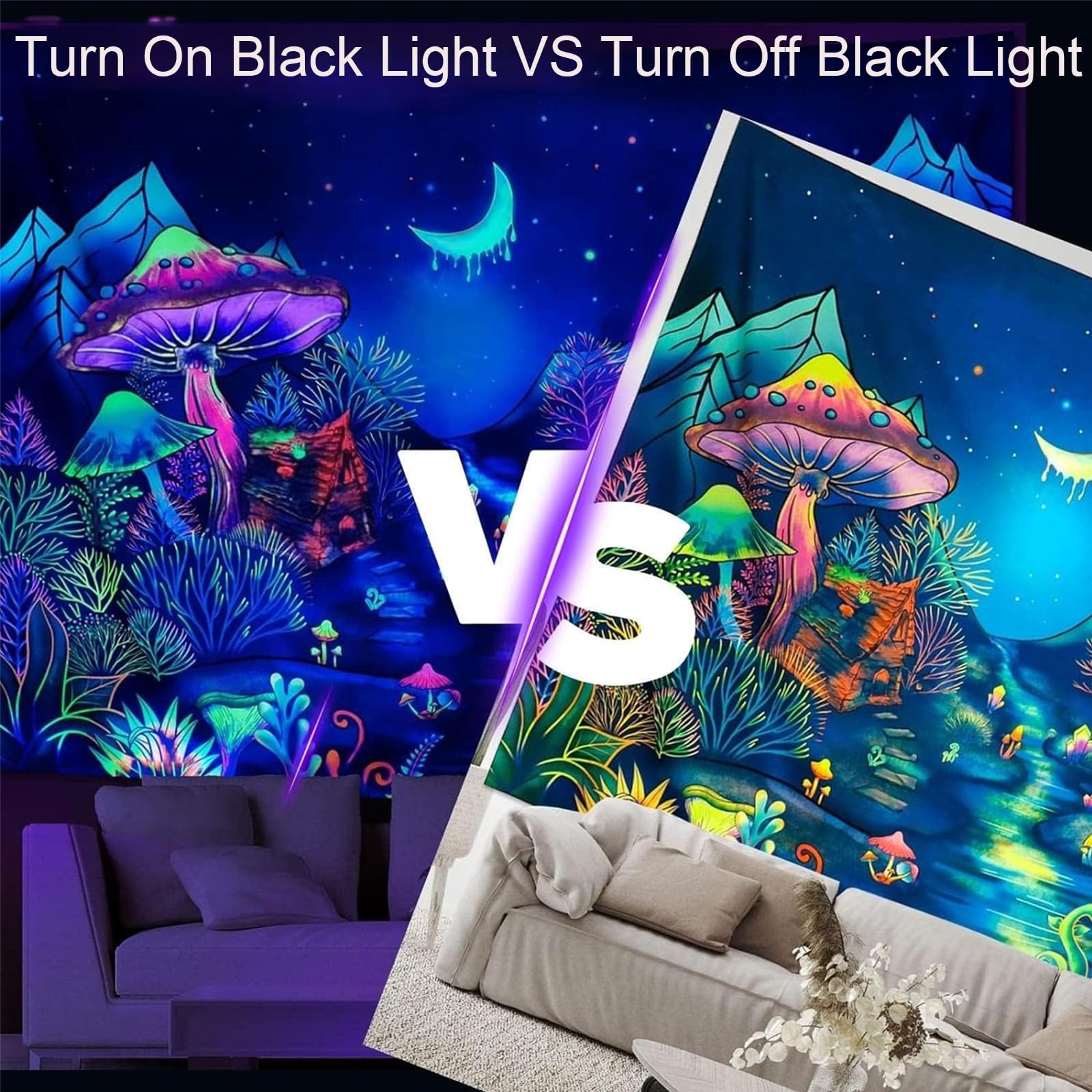 2 Pack 10W Black Light Bar - 1ft T5 LED UV Blacklight Fixture (395-400nm) with USB Power for Glow Parties, Body Paint, Fluorescent Posters - Perfect for Bedroom Decor, Birthday Events & Neon Art Displays
