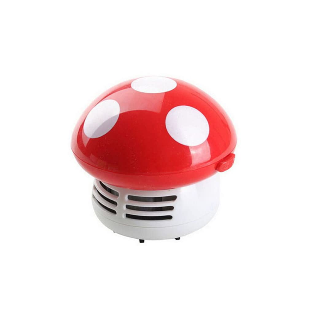 Portable Cordless Mini Vacuum Cleaner - Mushroom Cartoon Design for Office, Car, Laptop, Keyboard & Pet Hair - Handheld USB Rechargeable Desktop Cleaner (Red) | Perfect for Home, Work & Crafting