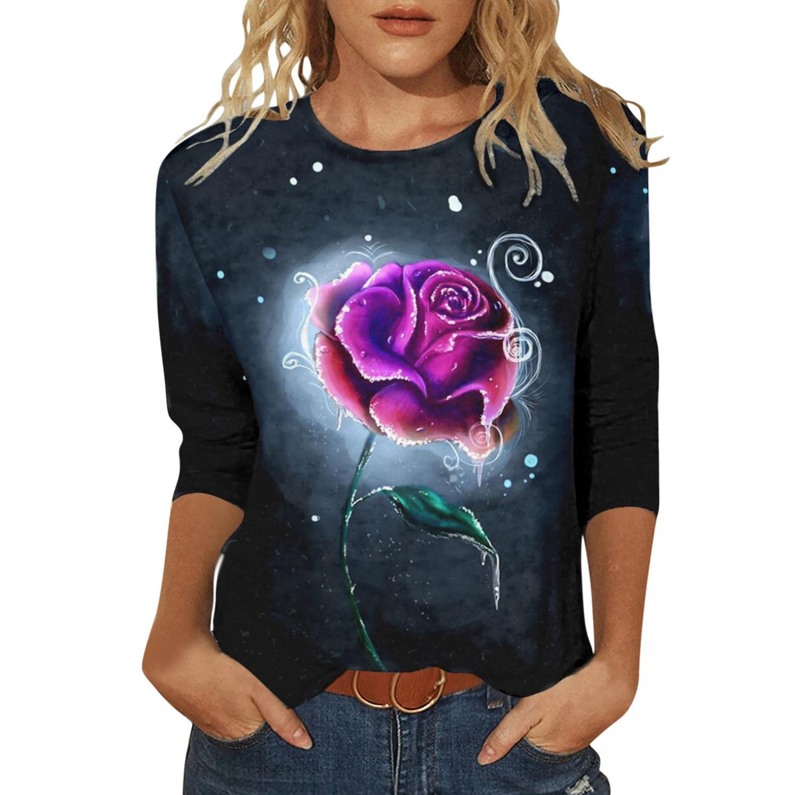 Women's Fashion Summer Casual T-Shirts - Loose Fit Printed Crew Neck Lightweight Blouse for Daily Wear | Perfect for Outings, Work & Relaxing