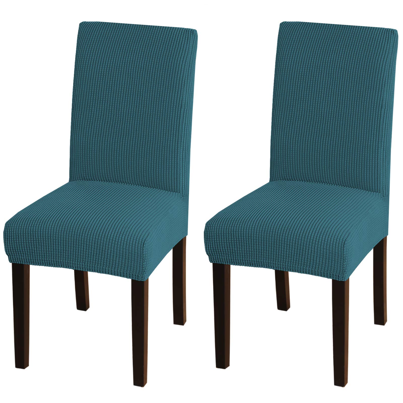 Premium Turquoise Stretch Dining Chair Covers Set of 2 - Washable Slipcovers for Parsons Chairs, Teal Chair Protectors for Home, Hotel & Wedding Decor - Perfect for Dining Rooms, Banquets & Special Events (Deep Teal)