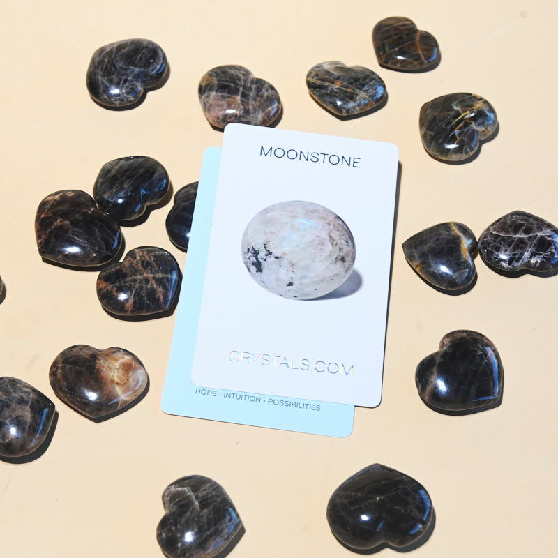 Natural Black Moonstone Heart Pendant - Healing Crystal Jewelry for Love & Protection - Perfect for Meditation, Energy Work & Spiritual Gifts